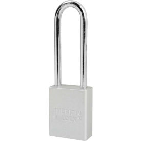 Aluminum Safety Padlock, 1-1/2"W x 3"H Shackle, Silver