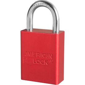 Aluminum Safety Padlock, 1-1/2"W x 1"H Shackle, Red