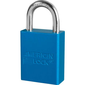 Aluminum Safety Padlock, 1-1/2"W x 1"H Shackle, Blue