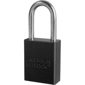 Aluminum Safety Padlock, 1-1/2"W x 1-1/2"H Shackle, Black