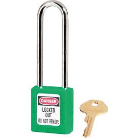 Thermoplastic Safety Padlock, 3"H Shackle, Green