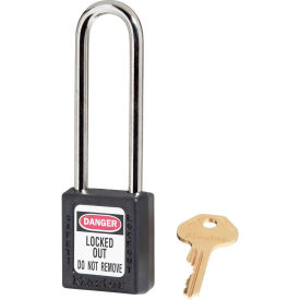 Thermoplastic Safety Padlock, 3"H Shackle, Black