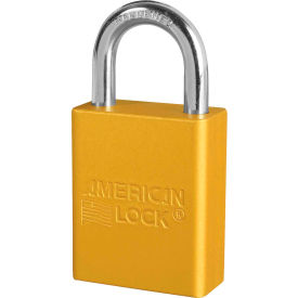 Aluminum Safety Padlock, 1-1/2"W x 1"H Shackle, Yellow