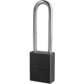 Aluminum Safety Padlock, 1-1/2"W x 3"H Shackle, Black