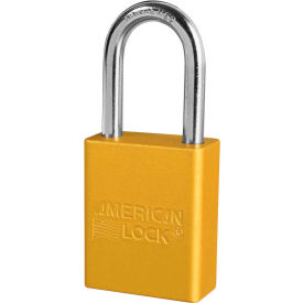 Aluminum Safety Padlock, 1-1/2"W x 1-1/2"H Shackle, Yellow