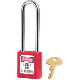 Thermoplastic Safety Padlock, 3"H Shackle, Red