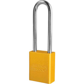 Aluminum Safety Padlock, 1-1/2" Width x 3" Height Shackle, Yellow