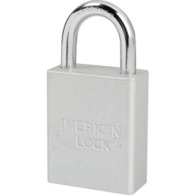Aluminum Safety Padlock, 1-1/2"W x 1"H Shackle, Silver