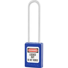 Thermoplastic Zenex Safety Padlock, 1-3/8"W x 3"H Shackle, Blue