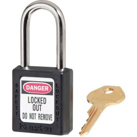 Thermoplastic Zenex Safety Padlock 1-1/2"H Shackle, Black 6/Set