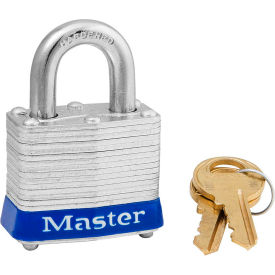 Laminated Steel Safety Padlock, 1-9/16"W x 3/4"H Shackle, Blue, 6/Set
