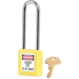 Thermoplastic Safety Padlock, 1-1/2"W x 3"H Shackle, Yellow