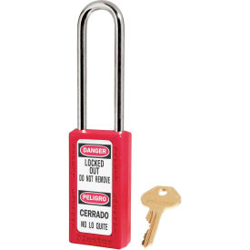 Safety Padlock, 1-1/2"W x 3"H Shackle, Red