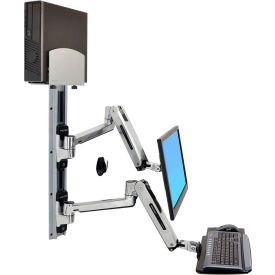Sit-Stand Wall Mount System with Medium CPU Holder.
