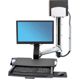 StyleView Sit-Stand Combo System with Worksurface, Polished Aluminum
