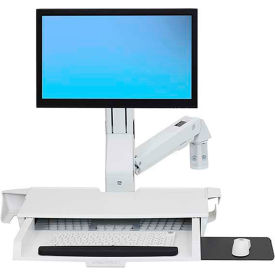 StyleView Sit-Stand Combo Arm with Worksurface, White