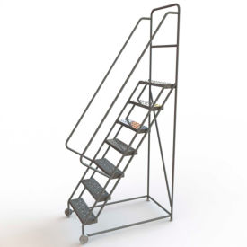 7 Step Steel 24"W Tilt & Roll Ladder, Perforated Tread - KDTF107246