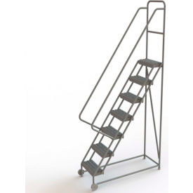 7 Step Steel 16"W Tilt & Roll Ladder, Grip Strut Tread