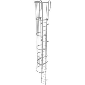 22 Step Steel Caged Walk Through Fixed Access Ladder, Gray - WLFC1222