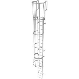 Steel Caged Walk Through Fixed Access Ladder, Gray - WLFC1221