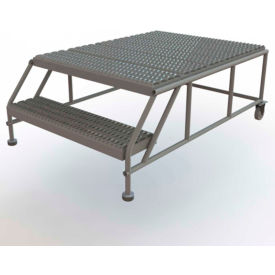 2 Step Mobile Work Platform 36"W x 48"L, No Handrails, Gray