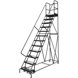 Steel Rolling Ladder, Grip Strut Tread, 42" Handrail - KDSR112242-D3