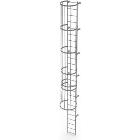 25 Step Steel Caged Fixed Access Ladder, Gray