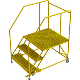 Mobile Work Platform 36"W x 36"L, 36" Handrails, Safety Yellow
