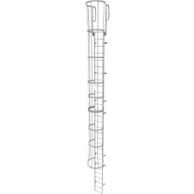 29 Step Steel Caged Walk Through Fixed Access Ladder, Gray