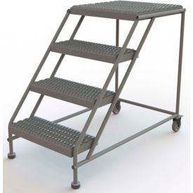 4 Step Mobile Work Platform 24"W x 24"L, No Handrails, Gray