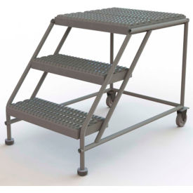 3 Step Mobile Work Platform 24"W x 24"L, No Handrails, Gray