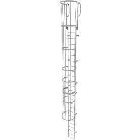 25 Step Steel Caged Walk Through Fixed Access Ladder, Gray