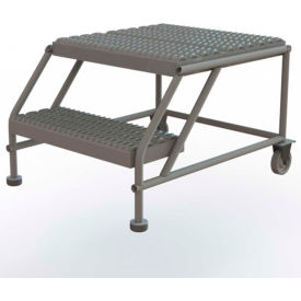 2 Step Mobile Work Platform 24"W x 24"L, No Handrails, Gray