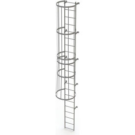 21 Step Steel Caged Fixed Access Ladder, Gray