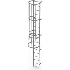 18 Step Steel Caged Fixed Access Ladder, Gray