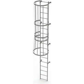 17 Step Steel Caged Fixed Access Ladder, Gray