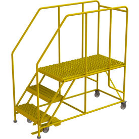 3 Step Mobile Work Platform 24"W x 48"L, 36" Handrails, Safety Yellow