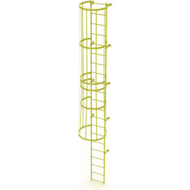 21 Step Steel Caged Fixed Access Ladder, Safety Yellow
