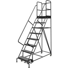 8 Step 24"W 30"D Top Step Steel Rolling Ladder, Perforated Tread, 42" Handrail