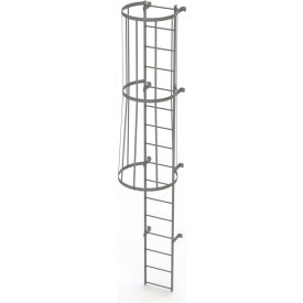 16 Step Steel Caged Fixed Access Ladder, Gray