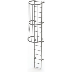 15 Step Steel Caged Fixed Access Ladder, Gray