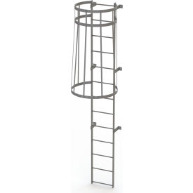 13 Step Steel Caged Access Ladder, Gray