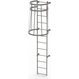 12 Step Steel Caged Fixed Access Ladder, Gray