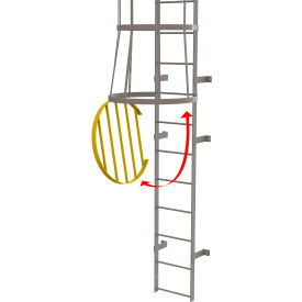 Fixed Steel Cage Ladder Cage Door for Bottom of Cage, Safety Yellow
