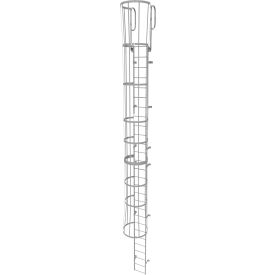 28 Step Steel Caged Walk Through Fixed Access Ladder, Gray