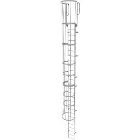 27 Step Steel Caged Walk Through Fixed Access Ladder, Gray