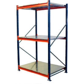 3 Level, Bulk Storage Rack, Steel Deck, Starter, 60"W x 36"D x 144"H, Blue