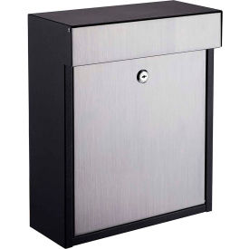Woodlake Wall Mount Locking Mailbox WF-P010 Black/Stainless Steel