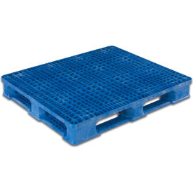 Rackable & Stackable Lip Open Deck Pallet, Polypropylene, 4-Way, 48"x40", 30000 Lb Static Capacity, Blue