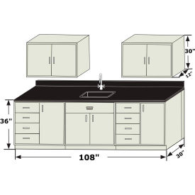 Enterprise Sink Base Cabinet Grouping, 108"W x 30"D x 36"H, White